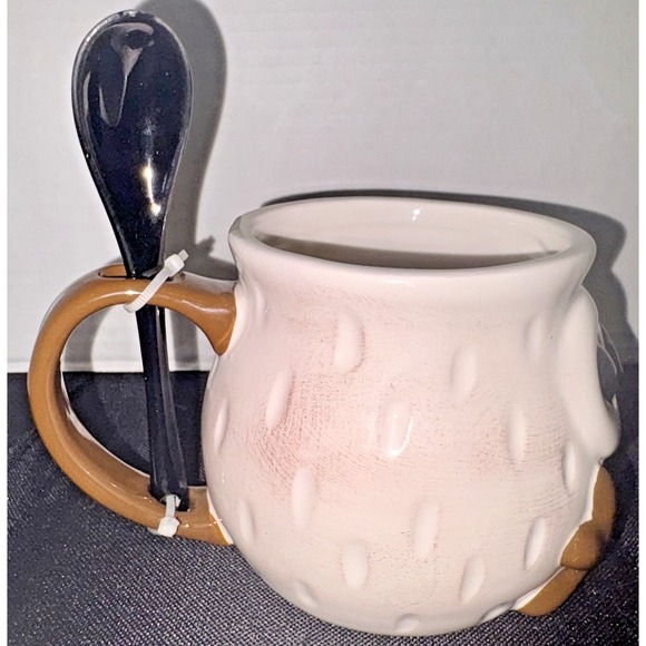 Cute White Snowy Owl Mug w/ Feet and Spoon Set By Arlington Designs NWOT - Picture 5 of 6